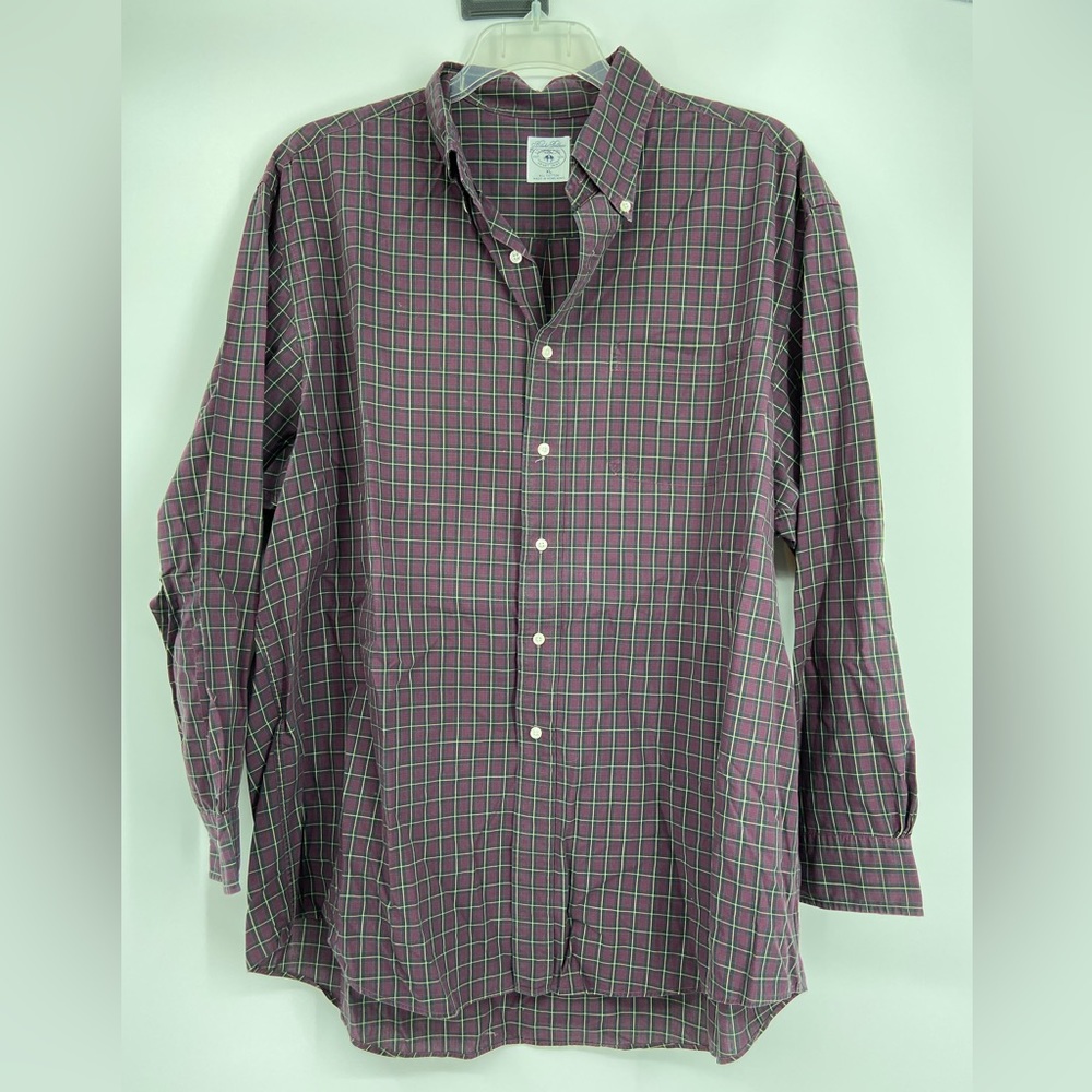 Brooks Brothers Tartan Plaid Long Sleeve Cotton Button Down, size XL, Vintage‎